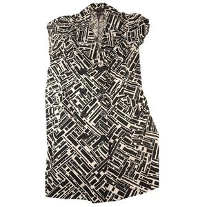 Signature By Robbie Bee Dress Womens 18W Black White Geometric Shirt Dress